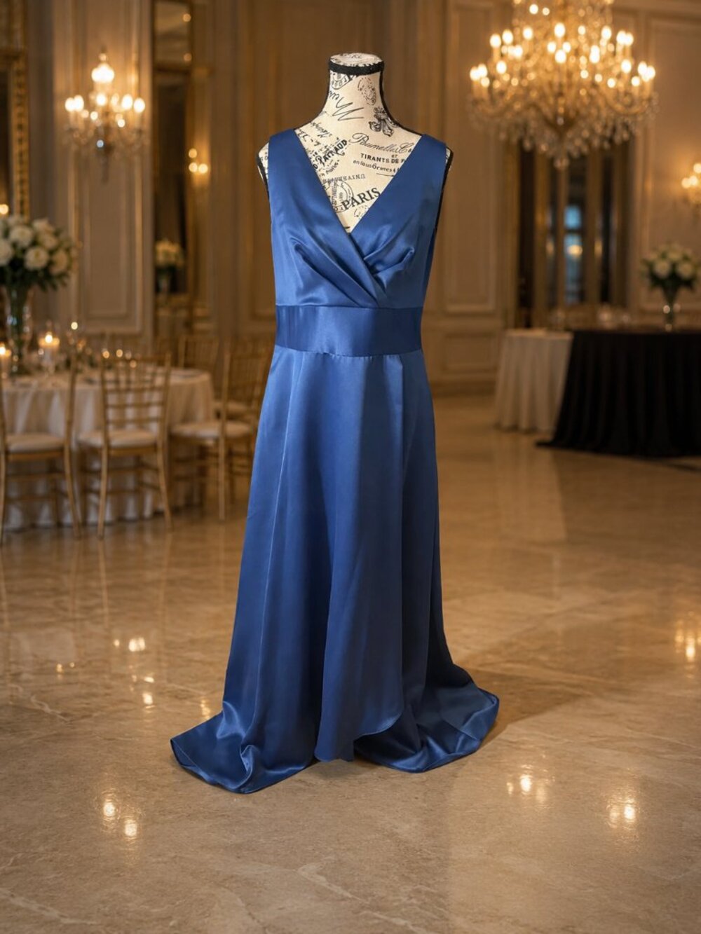 Alex Evenings Blue Satin Gown – Size 12 NWOT - Picture 2 of 6